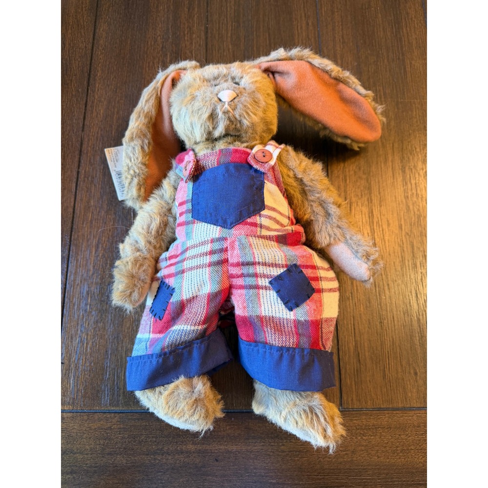 Ganz Cottage Collectibles Rafferty Bunny Plush Plaid Overalls CC529 Artist Plush